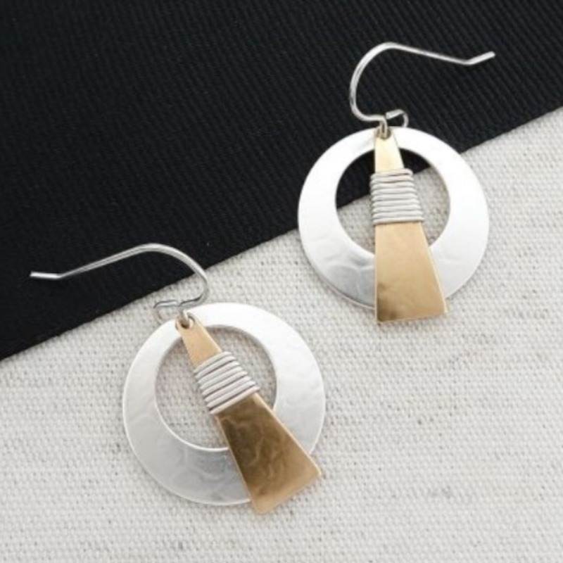 Minimalist Geometric Two-Color Women's Earrings, Versatile Style